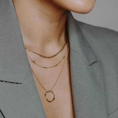 Collier Triple Rang Cercle Ouvert | Or