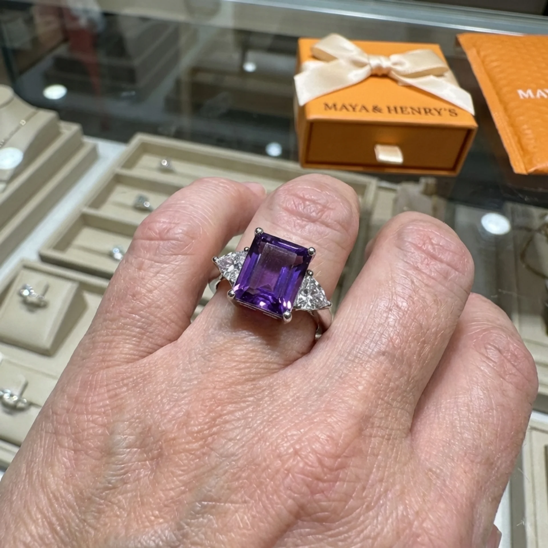Bague Trinité Améthyste | Or Blanc