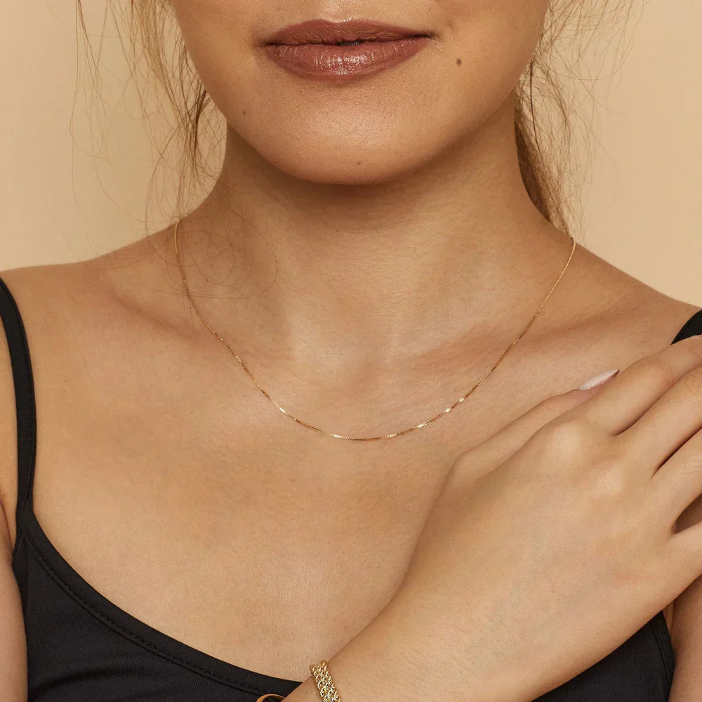 Collier Maille Carrée Bodega | Or Blanc