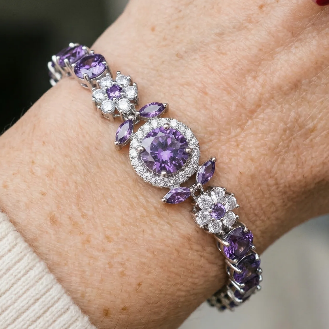 Bracelet Tennis Couronne Velmira | Or Blanc