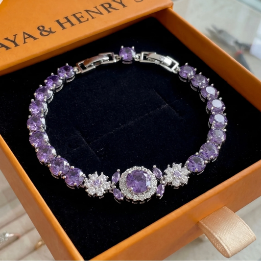Bracelet Tennis Couronne Velmira | Or Blanc