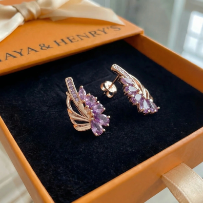 Boucles d'Oreilles Aile Améthyste Viorelle | Or Rose