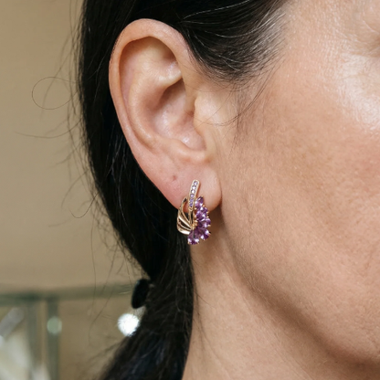 Boucles d'Oreilles Aile Améthyste Viorelle | Or Rose
