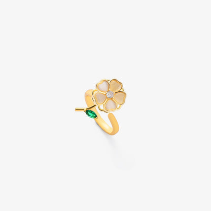Bague Tournante Feuille Fleur Émeraude | Or