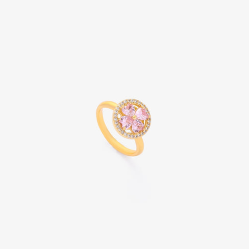 Bague Tournante Fleur Cœur Rose | Or
