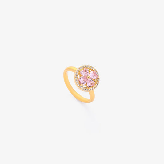 Bague Tournante Fleur Cœur Rose | Or