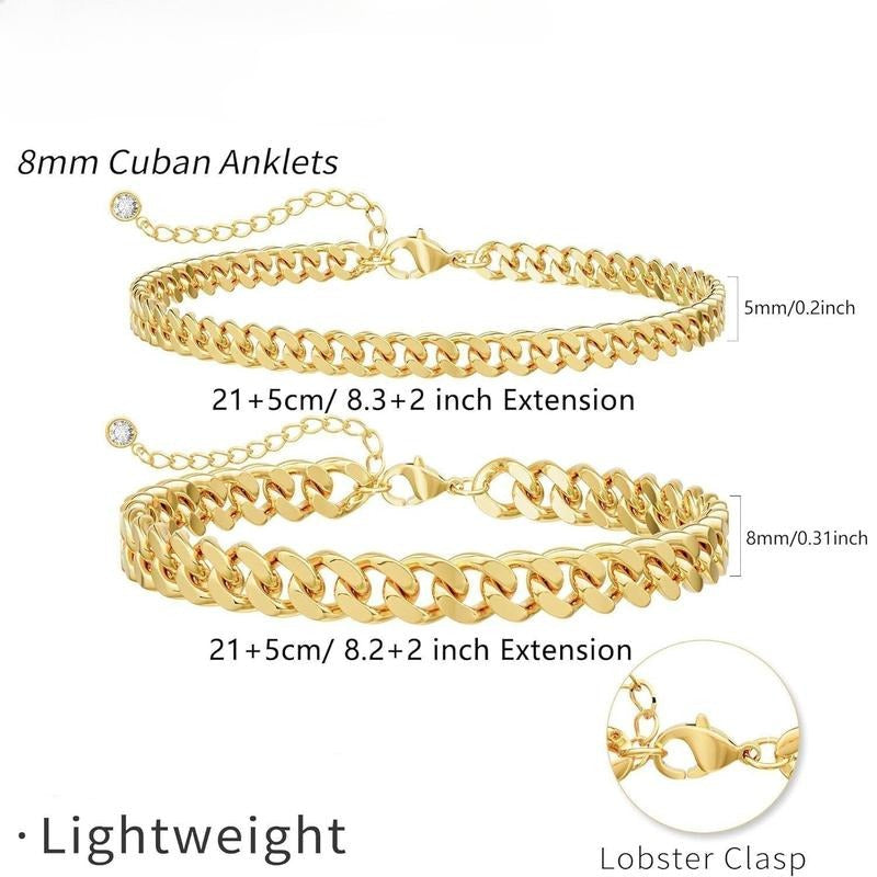 Bracelet de Cheville Maille Cubaine Superposé | Or