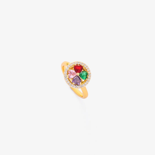 Bague Tournante Cœurs Colorés | Or
