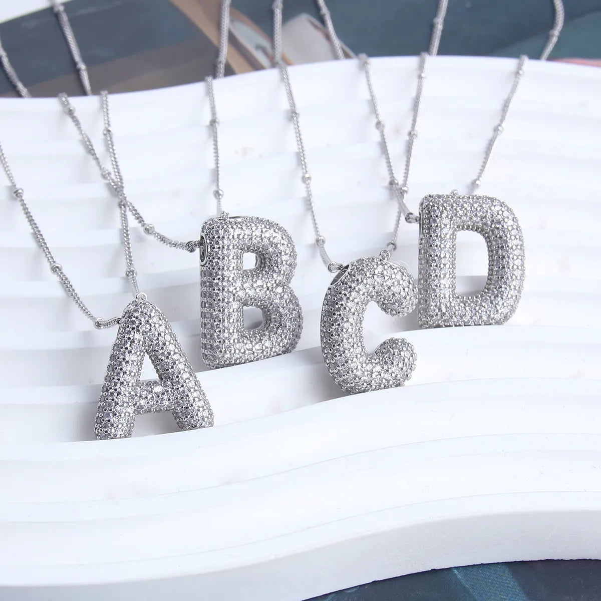 Parure Collier Initiales Bulle | Or Blanc