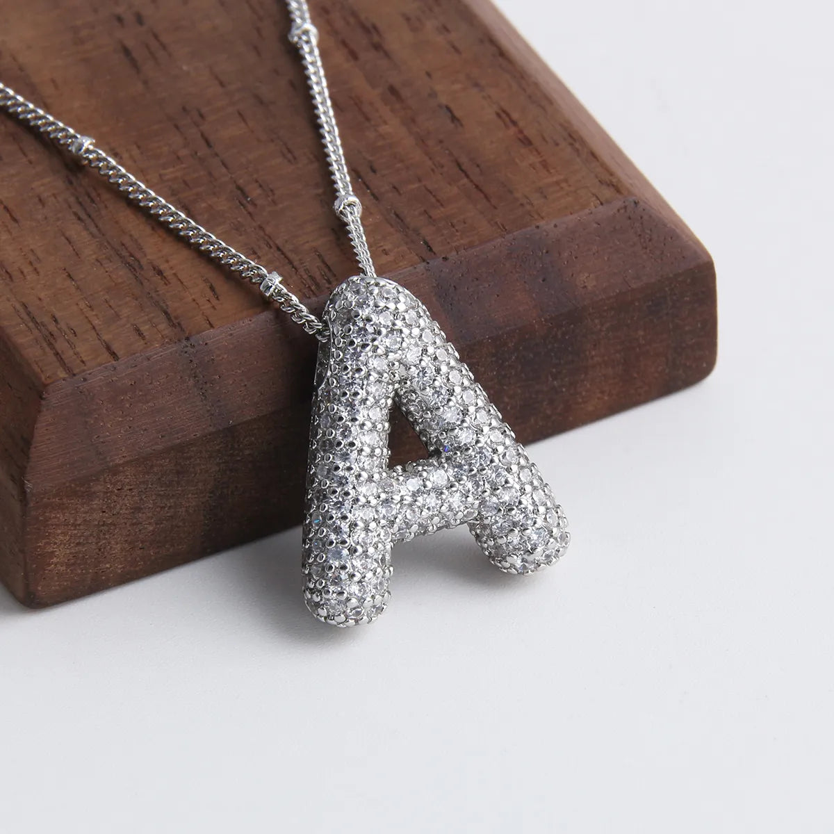 Parure Collier Initiales Bulle | Or Blanc