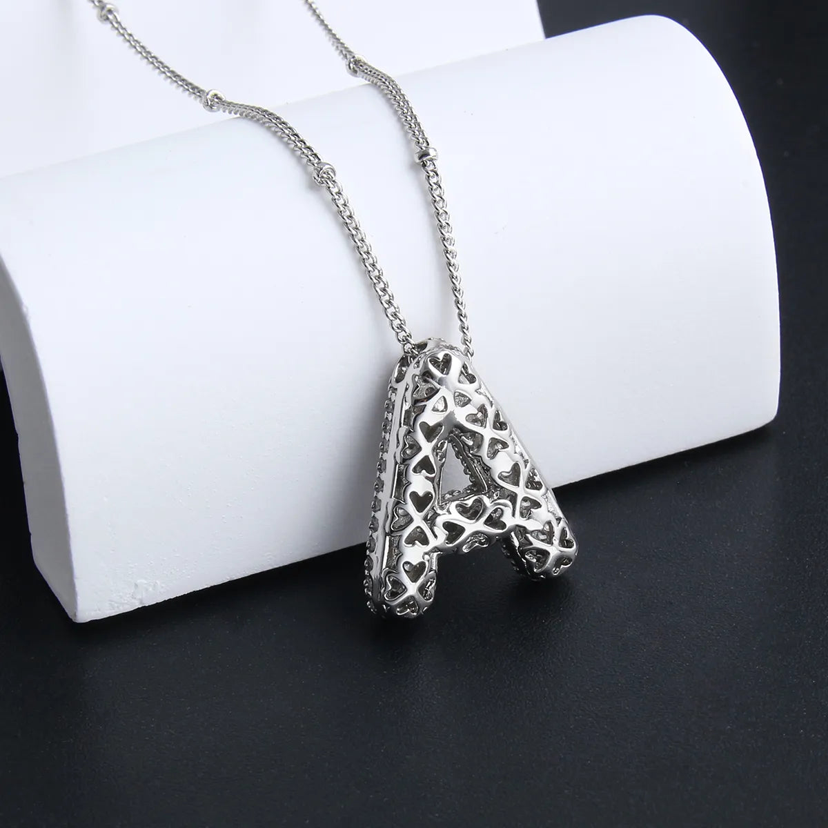 Parure Collier Initiales Bulle | Or Blanc