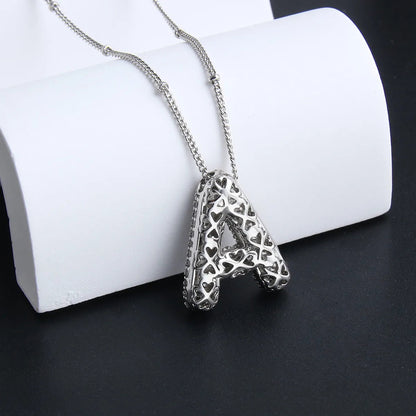 Parure Collier Initiales Bulle | Or Blanc