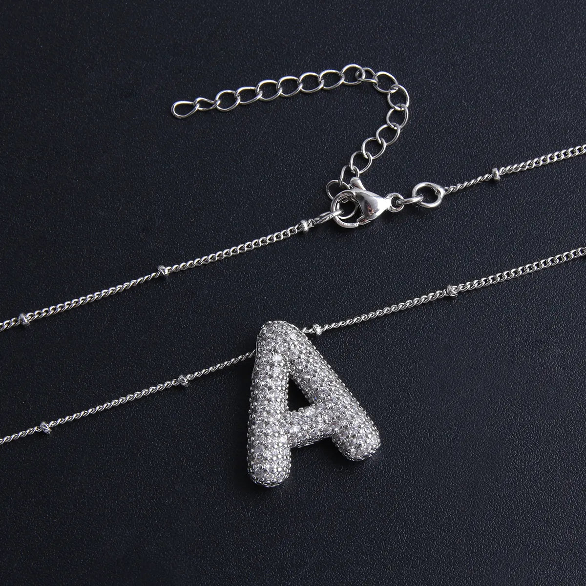 Parure Collier Initiales Bulle | Or Blanc