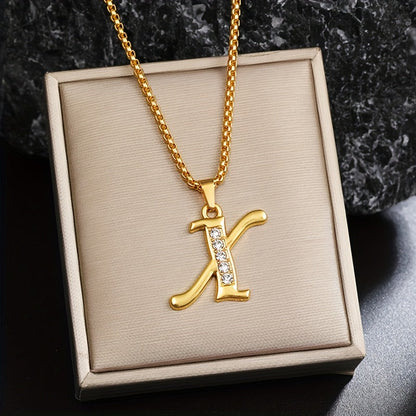 Collier Initiale Accent Cristal | Or