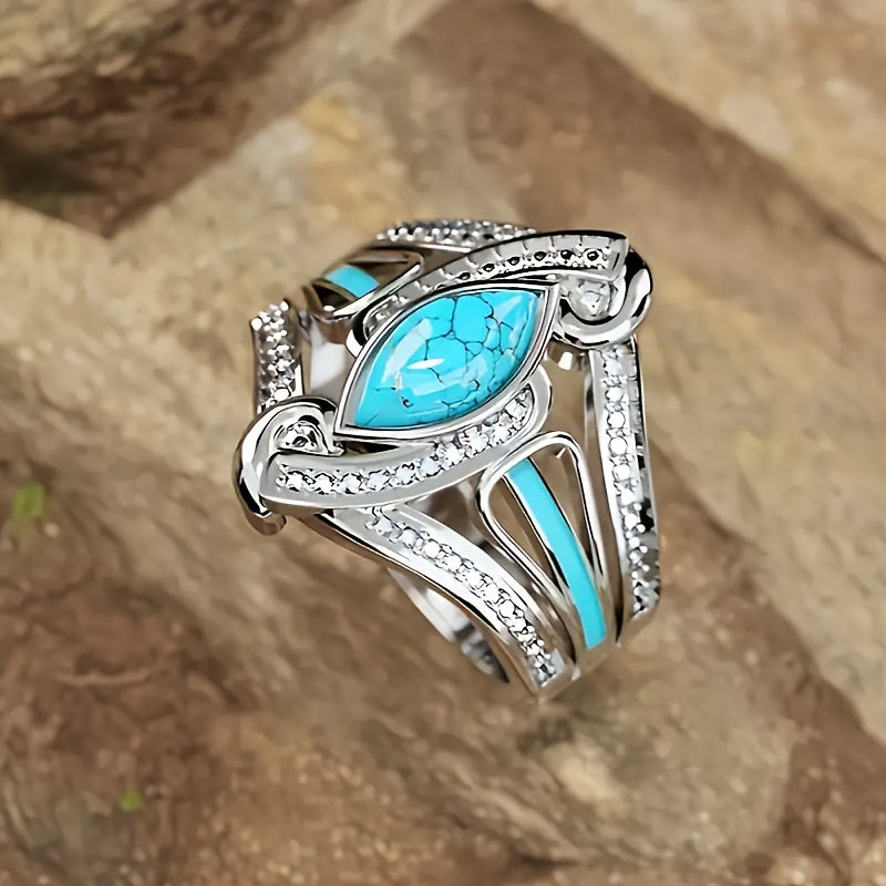 Bague Marquise Turquoise Élégante | Or Blanc