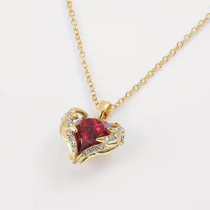Collier Cœur Rubis Étreinte d'Ange | Or