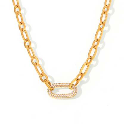 Parure Bijoux Maille Épaisse Pavée | Or