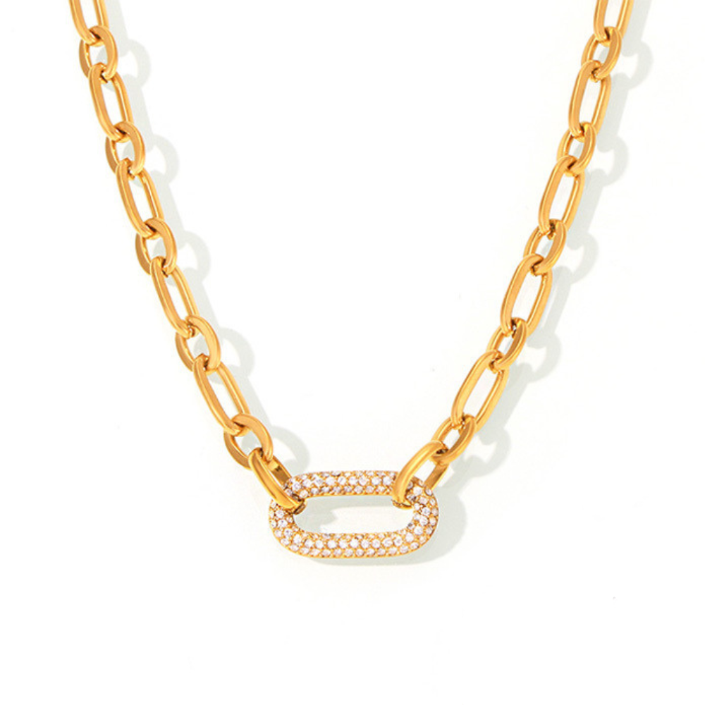 Parure Bijoux Maille Épaisse Pavée | Or