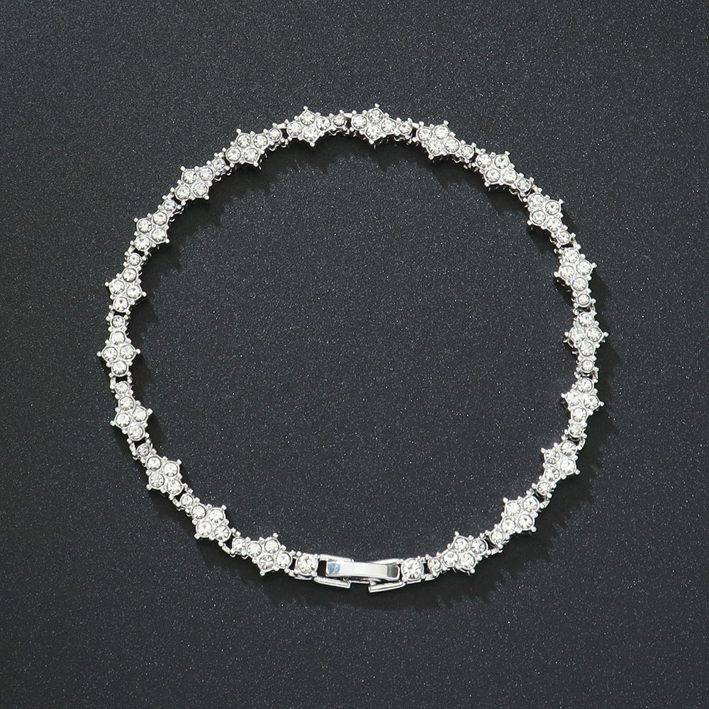 Bracelet Tennis Classique Grappe | Or Blanc