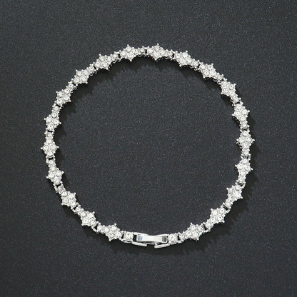 Bracelet Tennis Classique Grappe | Or Blanc