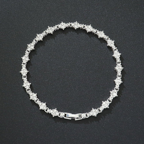 Bracelet Tennis Classique Grappe | Or Blanc