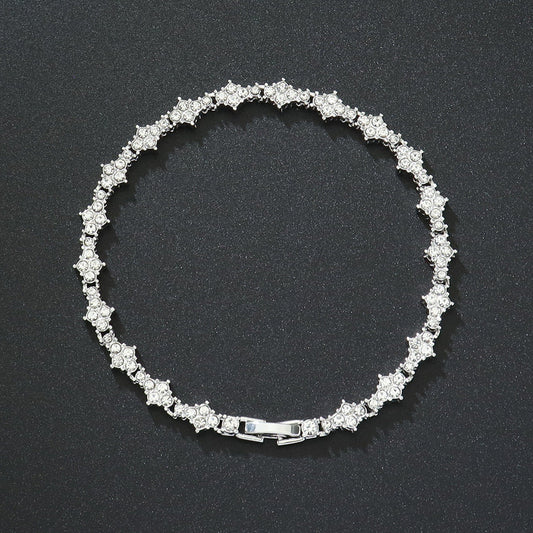 Bracelet Tennis Classique Grappe | Or Blanc
