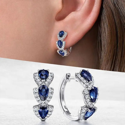 Boucles d'Oreilles Crête Saphir Royal | Or Blanc
