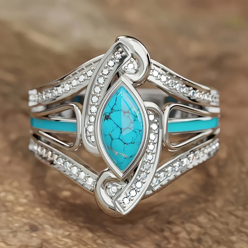 Bague Marquise Turquoise Élégante | Or Blanc