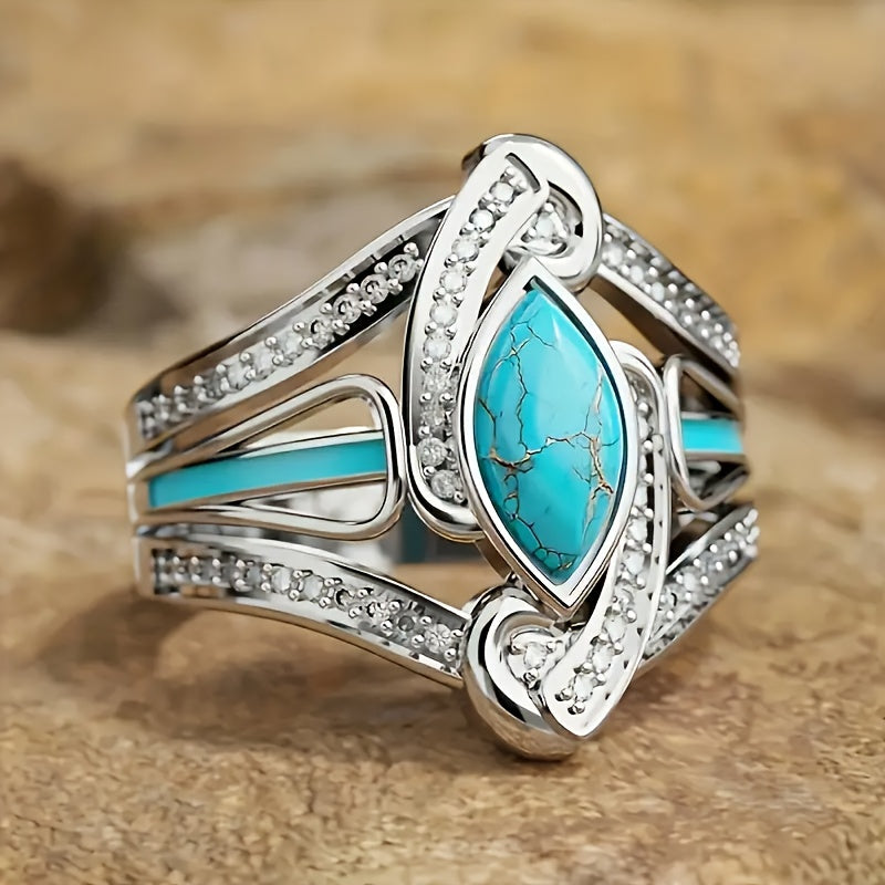Bague Marquise Turquoise Élégante | Or Blanc