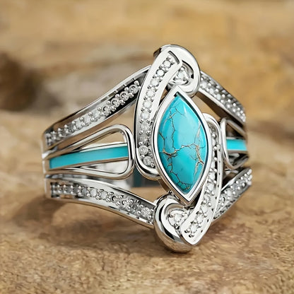 Bague Marquise Turquoise Élégante | Or Blanc