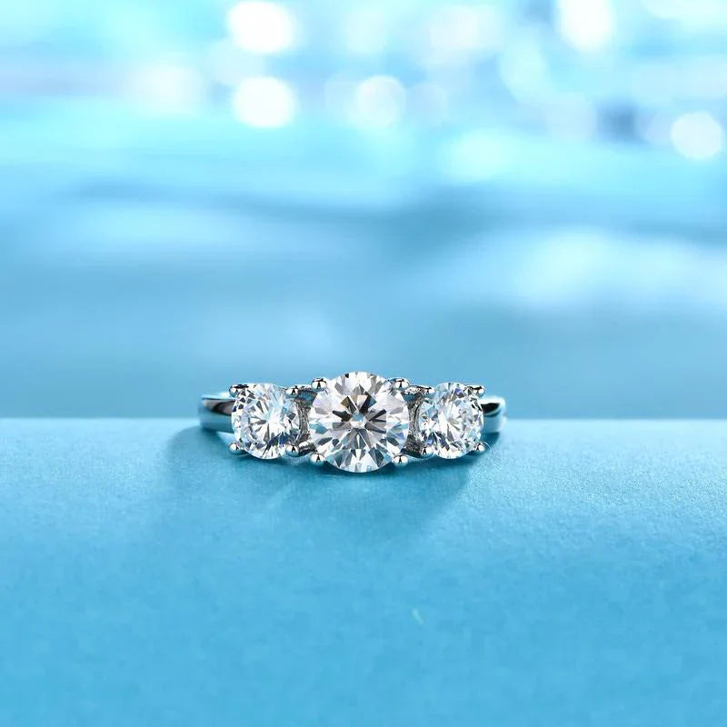 Bague Triple Pierre Clare | Or Blanc
