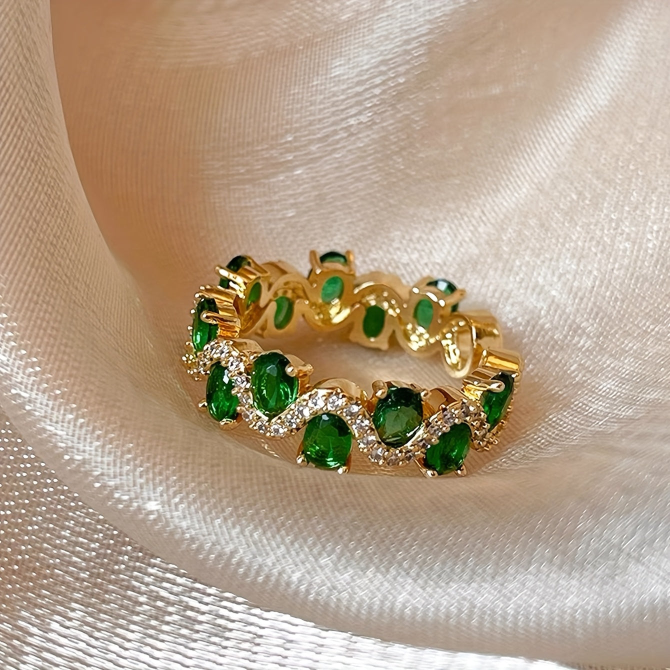 Bague Ouverte Étincelante Émeraude Calira | Or