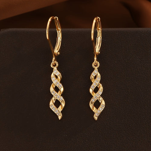 Boucles d'Oreilles Torsadées Scintillantes Ava | Or