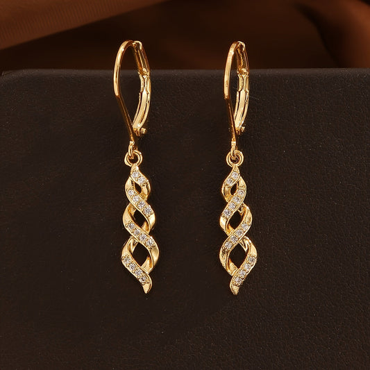 Boucles d'Oreilles Torsadées Scintillantes Ava | Or