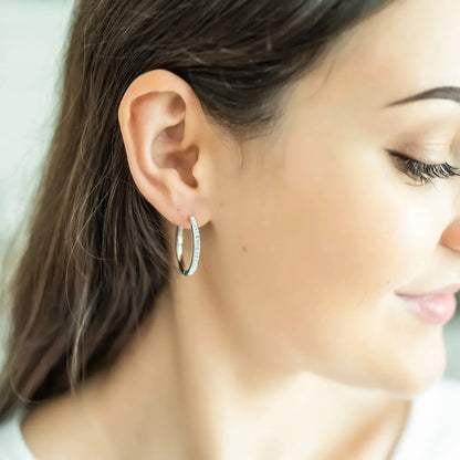 Boucles d'Oreilles Pavées Sorel | Or Blanc