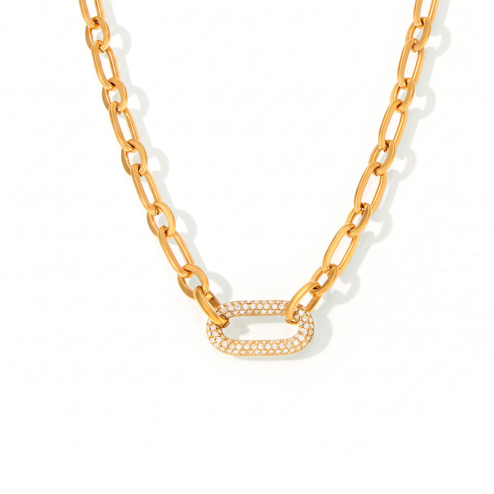 Parure Bijoux Maille Épaisse Pavée | Or