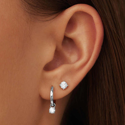 Parure Boucles d'Oreilles Pierre Larmes de Lune | Or Blanc