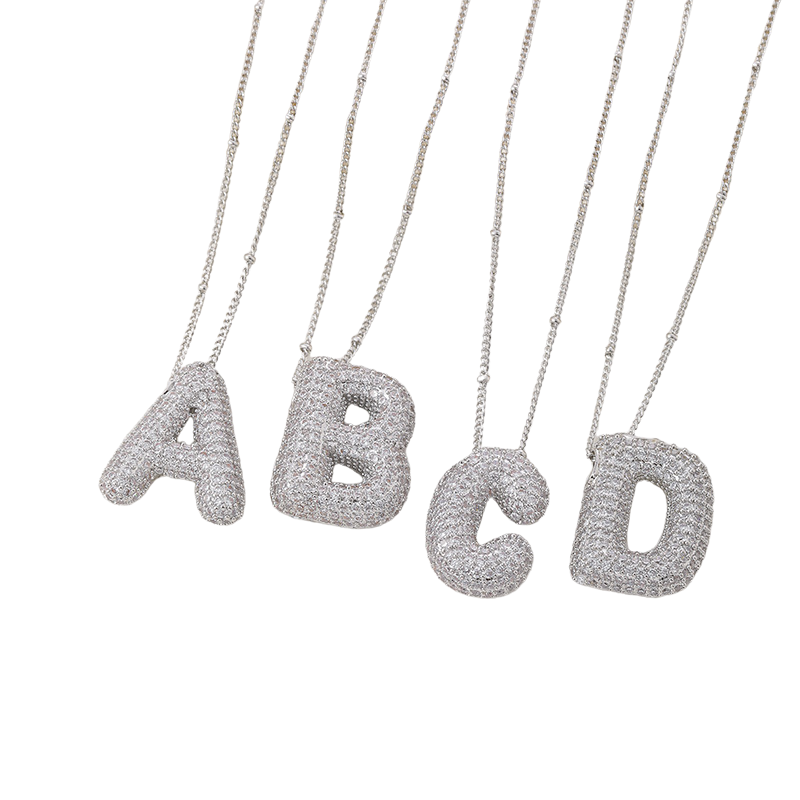 Parure Collier Initiales Bulle | Or Blanc