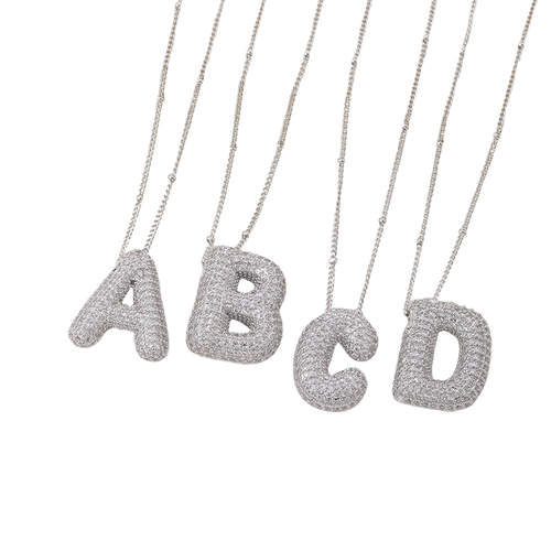 Parure Collier Initiales Bulle | Or Blanc