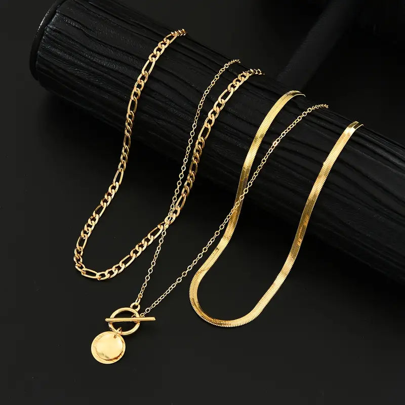 Collier Multicouches Pièce Texturée Savira | Or