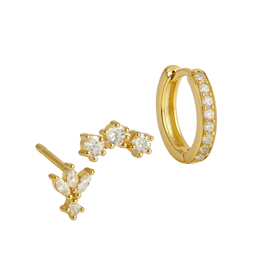 Parure Trio Boucles d'Oreilles Asymétriques Mila Essentials | Or