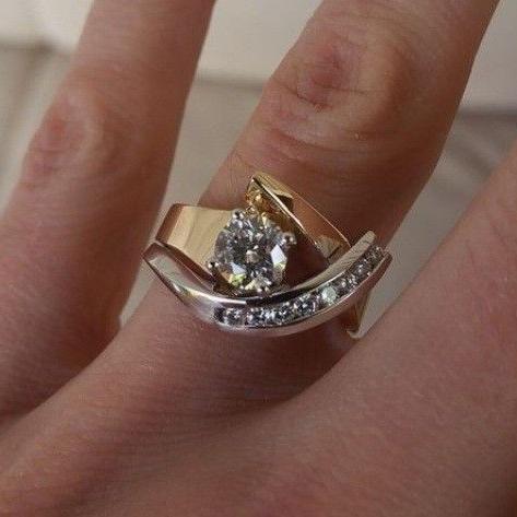 Bague Zircone Irrégulière Antique Or et Argent | Or Mixte