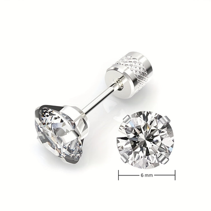 Boucles d'Oreilles Solitaire Classique | Or Blanc