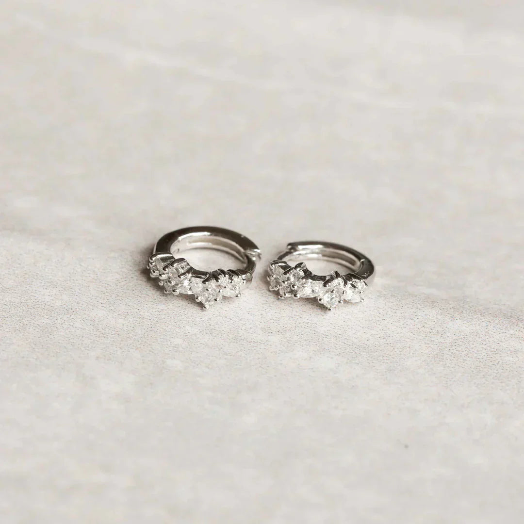 Créoles Cristal Grappe | Or Blanc