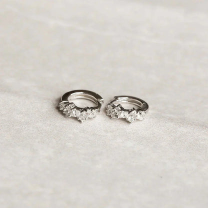 Créoles Cristal Grappe | Or Blanc