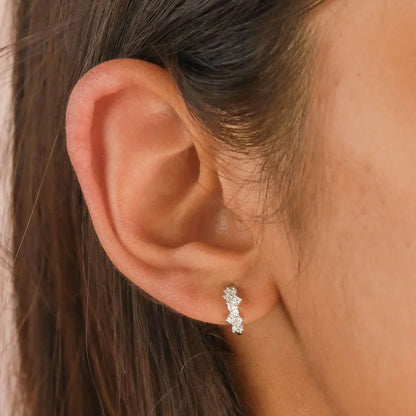 Créoles Cristal Grappe | Or Blanc