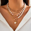 Parure Collier Chaîne Serpent Vintage Perle Nacrée et Or | Or