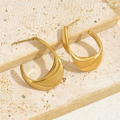 Boucles d'Oreilles Créoles Croissant Sculpté | Or