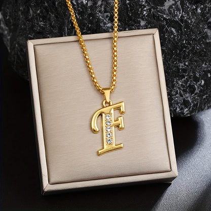 Collier Initiale Accent Cristal | Or