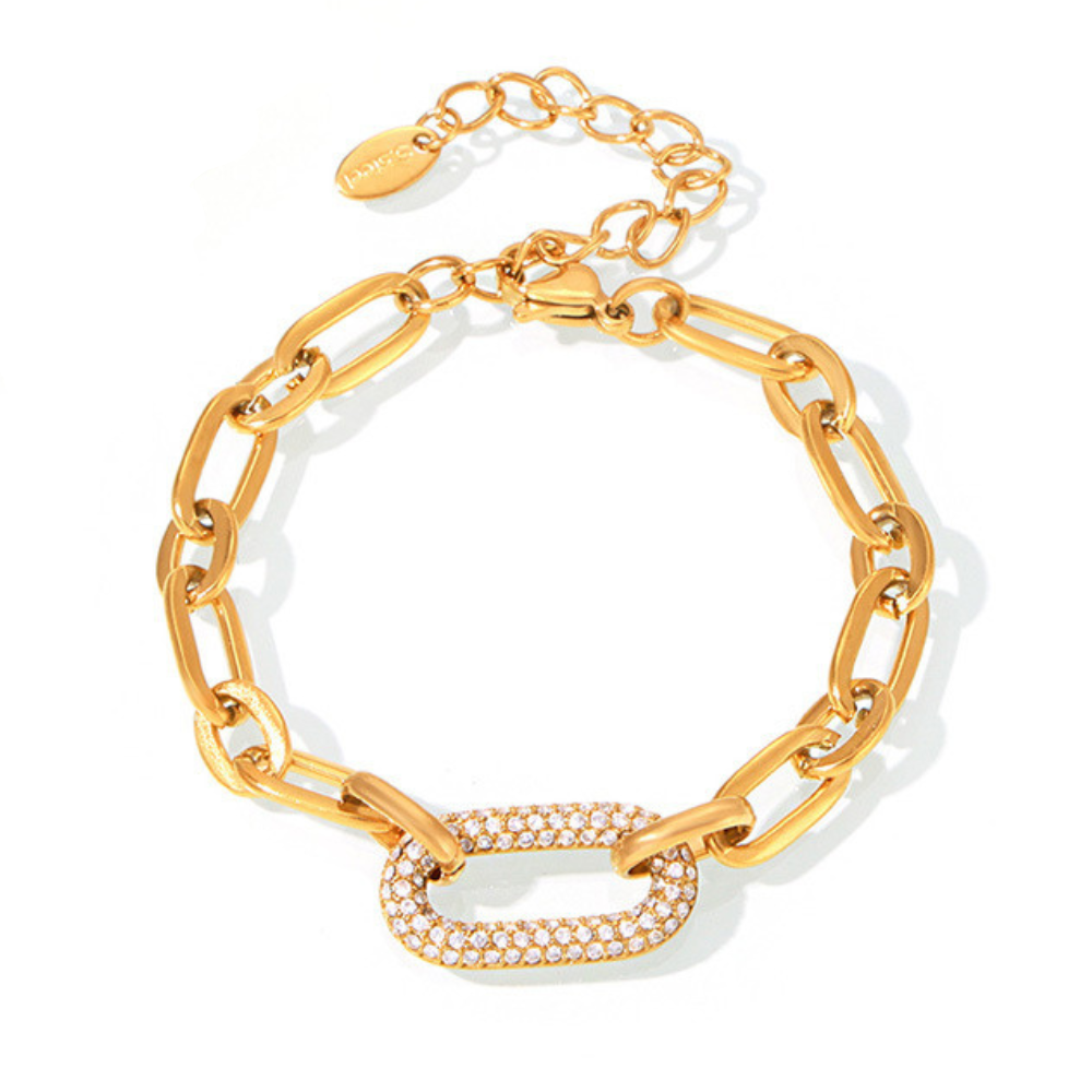 Parure Bijoux Maille Épaisse Pavée | Or